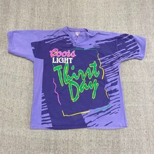 vintage Coors Light shirt mens Xl purple 1990s beer full graphic button closure